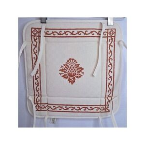 Bertozzi Hand Made in Italy Linen Cotton Chair Pad Seat Cushion Rust White 12x12